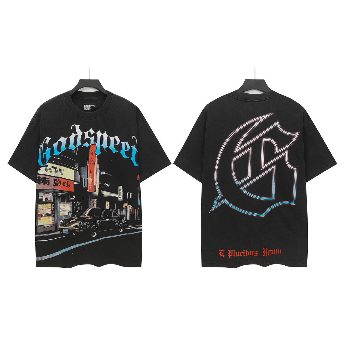 Girardin Fashion God Style Hip-Hop West Coast Graffiti Unisex Loose High-Definition Print Cotton T-Shirt