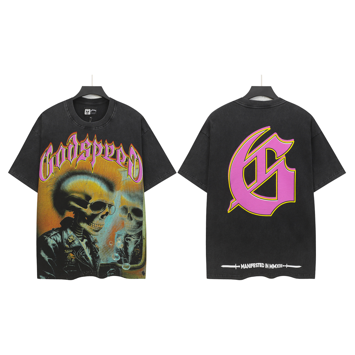 Girardin Fashion God Style Hip-Hop West Coast Graffiti Unisex Loose High-Definition Print Cotton T-Shirt