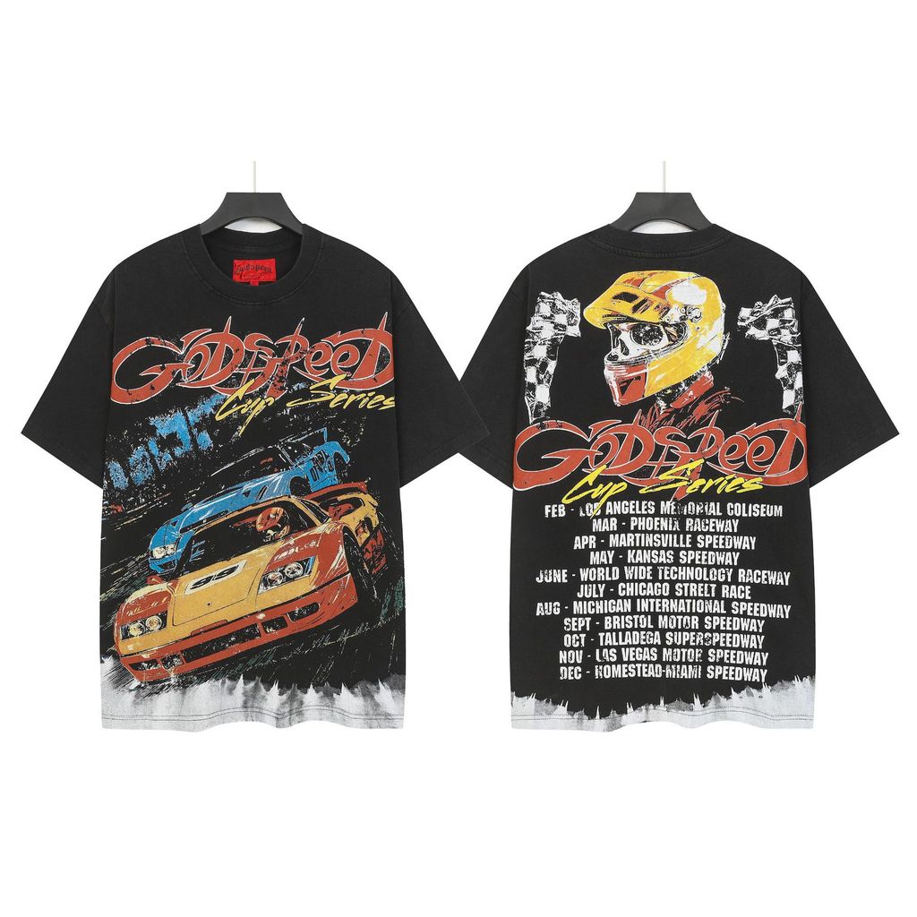 Girardin Fashion God Style Hip-Hop West Coast Graffiti Unisex Loose High-Definition Print Cotton T-Shirt